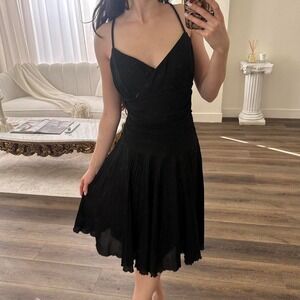 Y2K L Teeze Me Black Neon Green Mesh Overlay Midi Dress